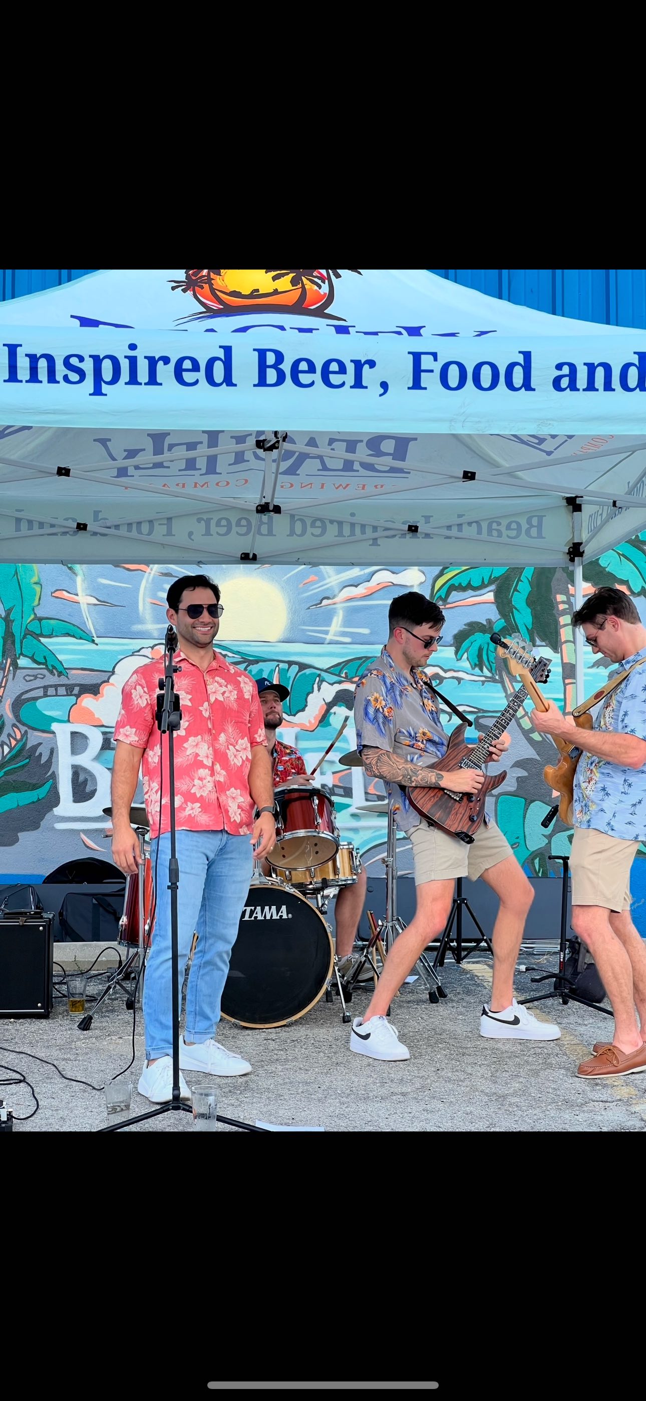 Pool Party Band performing at beach bar
